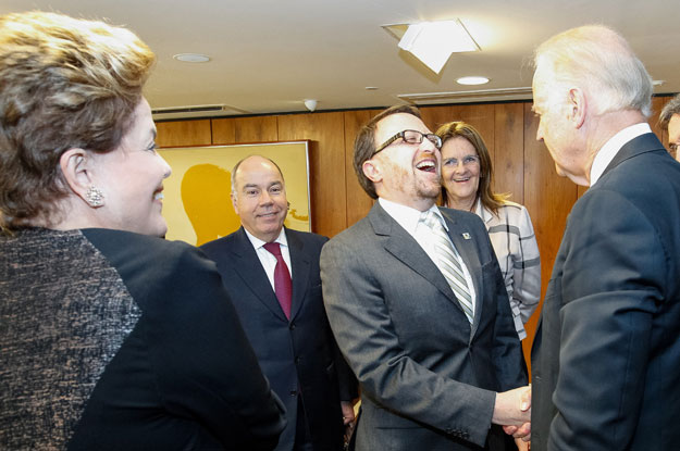 Joe Biden and Thomas Traumann meet at the Palácio do Planalto in Brasilia