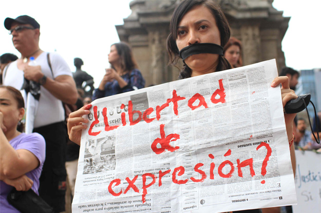 A protest rally after the death of Rubén Espinosa