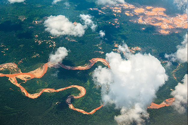 Aerial view of deforestation damage