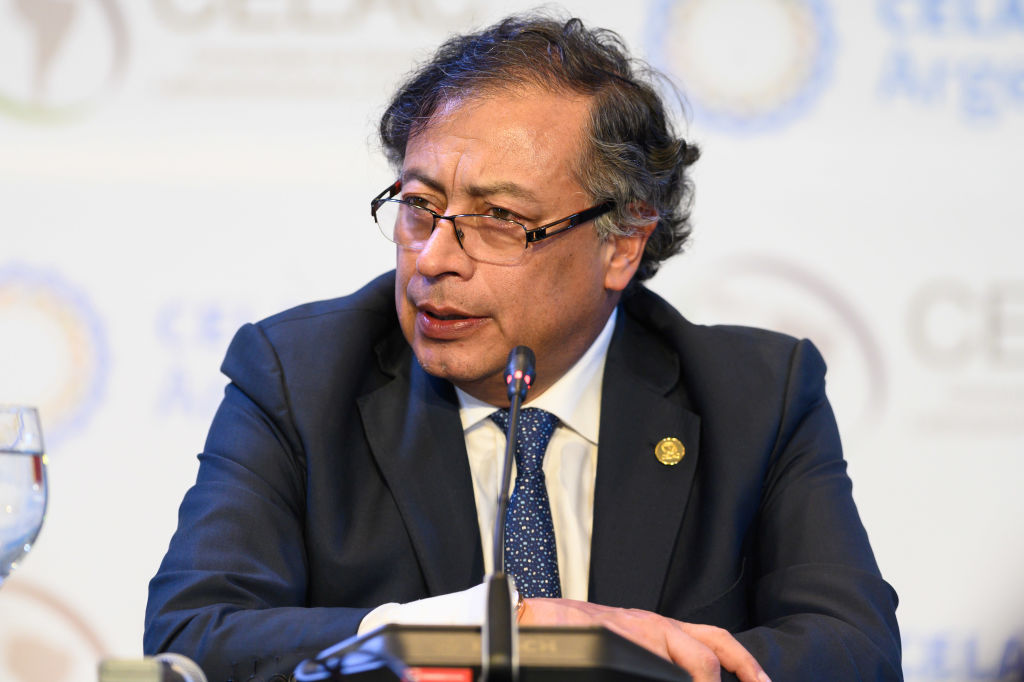 Colombian President Gustavo Petro speaks at a press conference as inflation rises, threatening his agenda.