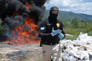 A Honduran police operation incinerates cocaine and hashish outside Tegucigalpa, in June.
