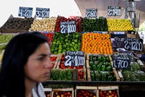 View of a fruit and vegetable stall at Buenos Aires' Central Market in in Jan. 2024. Recent setbacks highlight how difficult it will be for the Milei government to slow inflation.