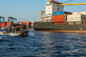 The Ecuadorian navy conducts an anti-trafficking patrol in Guayaquil in January.