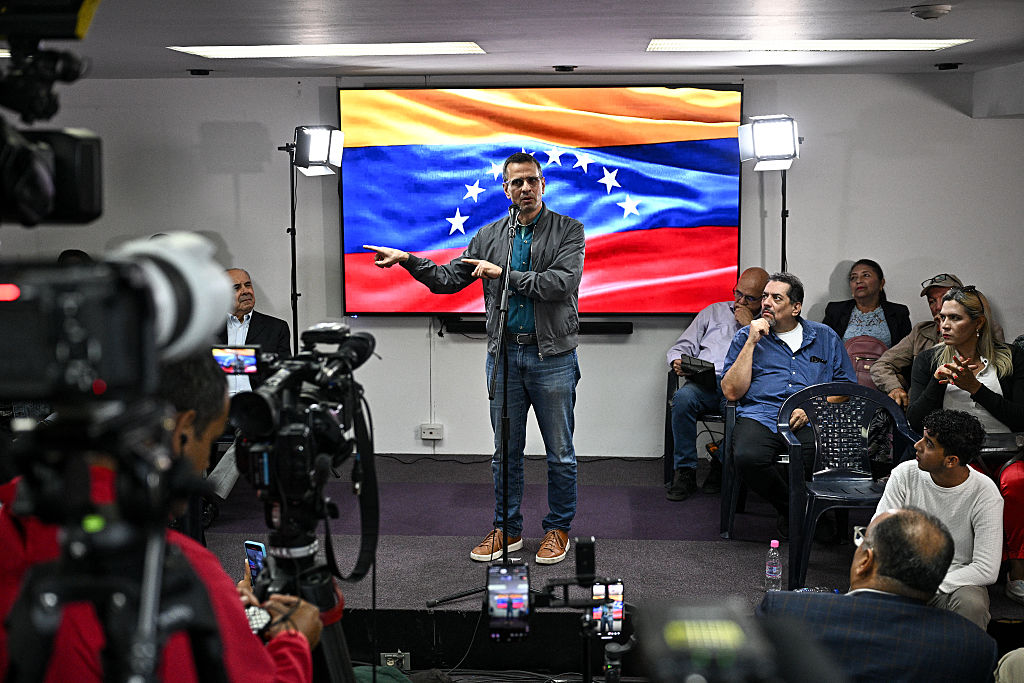 Henrique Capriles at the launch of a new opposition alliance, DECIDE, in Caracas on April 2.
