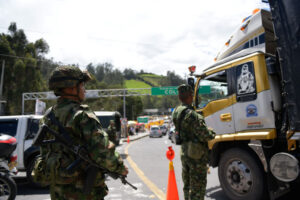 Colombia's national army guards the border Rumichaca bridge with Ecuador in January 2024. To Fight Organized Crime, Latin America Needs a Regional Security Force: Escalating violence is a cross-border crisis that demands collective action.