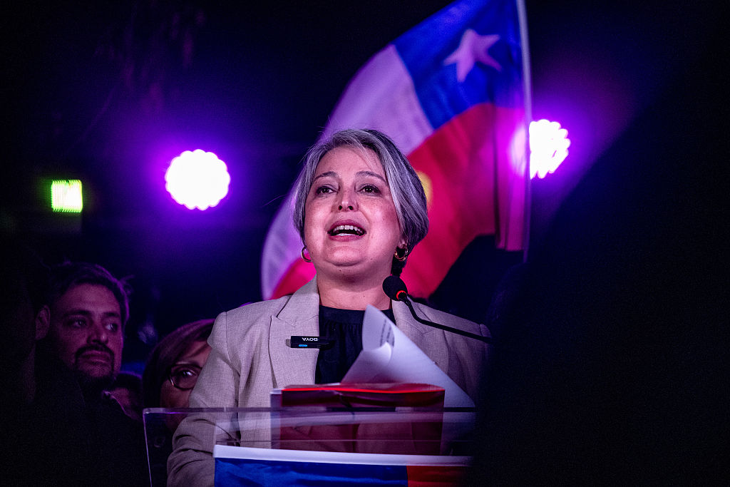Communist Party presidential candidate Jeannette Jara speaks at a rally in Santiago, Chile on June 29.