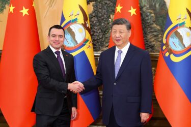 Chinese President Xi Jinping meets with Ecuadorian President Daniel Noboa in Beijing on June 27