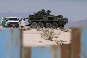 U.S. Border Patrol agents patrol the border area in Sunland Park, New Mexico, as seen from Ciudad Juárez, Mexico in March 2025. REACTION: Trump Orders Armed Forces to Fight Latin American Cartels
