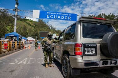 View of the Rumichaca international bridge on the Ecuador-Colombia border in Tulcan, Ecuador on April 12, 2025.