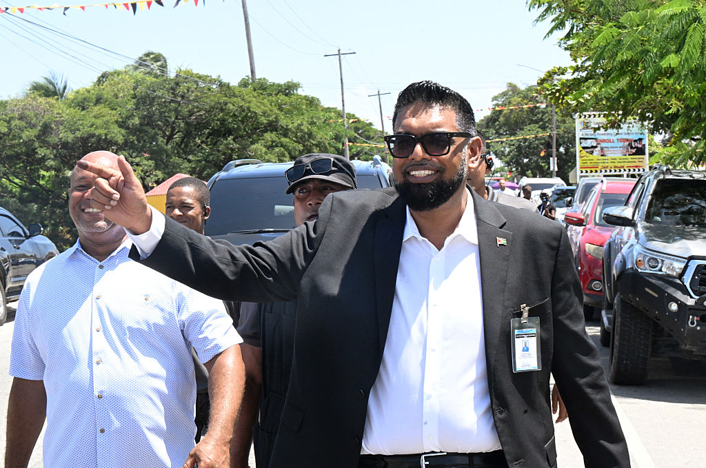 Guyana's President Irfaan Ali after voting in Leonora on September 1.