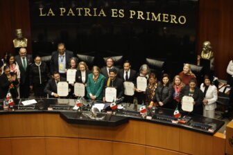 The new Mexico's Supreme Court chief, Hugo Aguilar Ortiz (C), and the first judges elected by popular vote pose for a photo during the inauguration ceremony at the Senate of the Republic in Mexico City on September 1, 2025. Hugo Aguilar Ortiz, an Indigenous rights defender and former advisor to the Zapatista guerrilla movement, is Mexico's first Supreme Court chief justice elected at the ballot box. Mexico ushers in a 'new era' with the inauguration of the first judges elected by popular vote, a milestone for justice in a country damaged by impunity, but one that leaves it exposed to the influence of political power and organised crime.