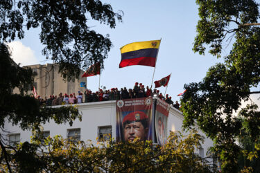 Pro-government supporters at the presidential palace of Miraflores in July in Caracas.