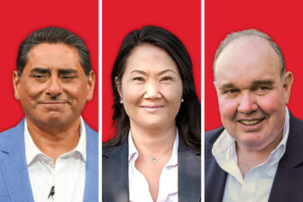 Peruvian presidential candidates Carlos Álvarez, Keiko Fujimori and Rafael López Aliaga
