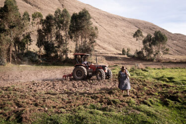 Farmers plow a field in Cusco, Peru, in November.