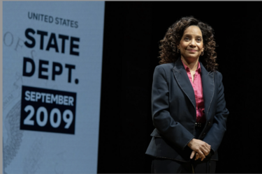 Zabryna Guevara as Julissa Reynoso in "Public Charge," on stage in New York