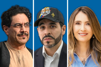 Colombian presidential candidates Iván Cepeda, Abelardo De La Espriella, and Paloma Valencia