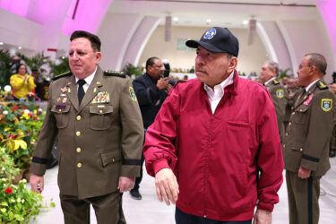 Nicaraguan President Daniel Ortega arrives at a military ceremony in Managua in June, 2025.