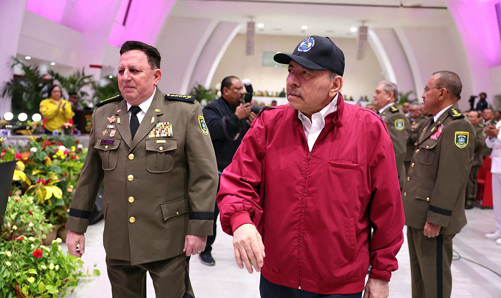 Nicaraguan President Daniel Ortega arrives at a military ceremony in Managua in June, 2025.