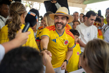 Abelardo de la Espriella arrives to vote at a polling place in Barranquilla, Colombia, on June 21.