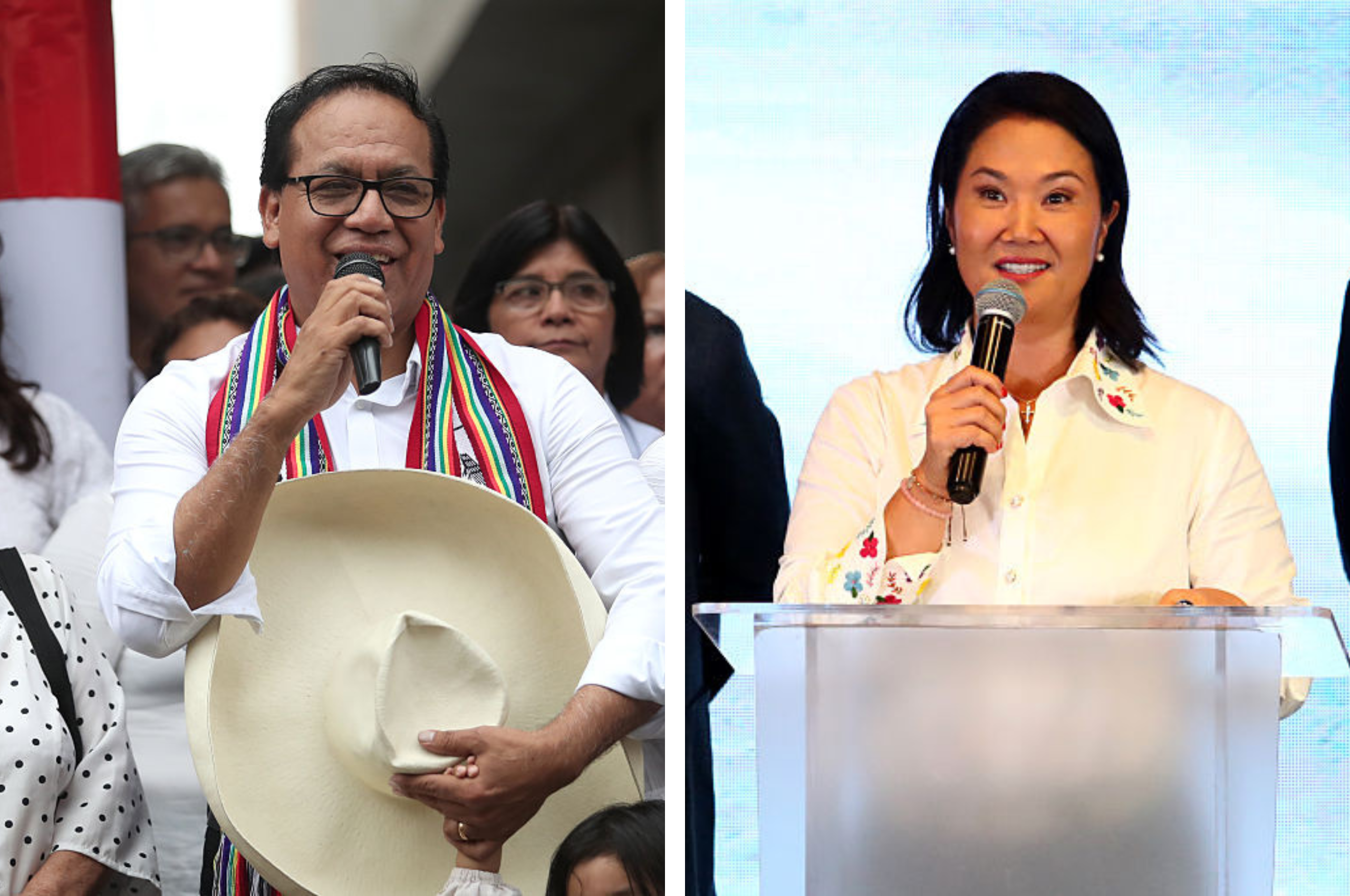 Peruvian presidential candidates Roberto Sánchez and Keiko Fujimori on June 7