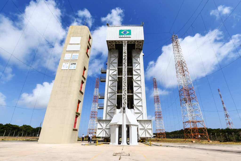 The rocket launch tower at Brazil’s Alcântara Launch Center in 2018