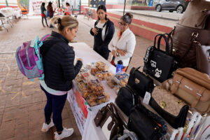 Vendors sell personal and household products at Plaza Juárez in Mexico City in 2025.