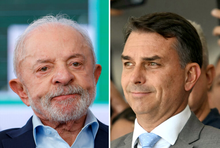 Brazil's President Luiz Inácio Lula da Silva and Senator Flávio Bolsonaro