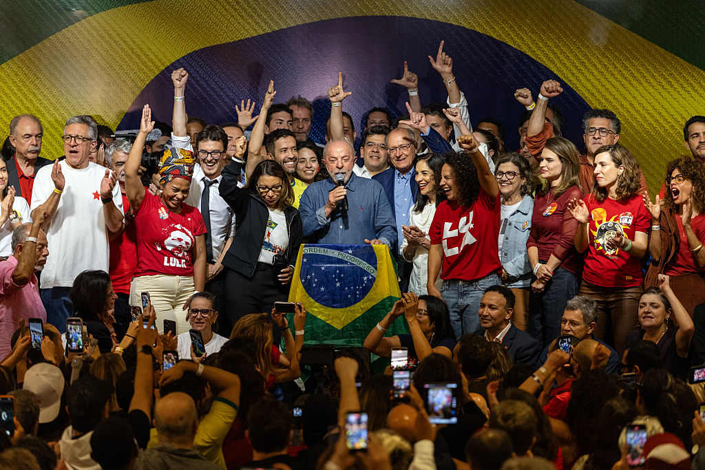 Luiz Inácio Lula da Silva, Brazil's president, speaks following the runoff election in São Paulo, Brazil, on Sunday, Oct. 25, 2026.